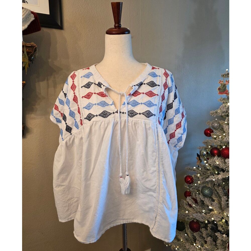 Ariat Women's Billie Tunic SZ XXL Embroidered 100% Cotton Patriotic
